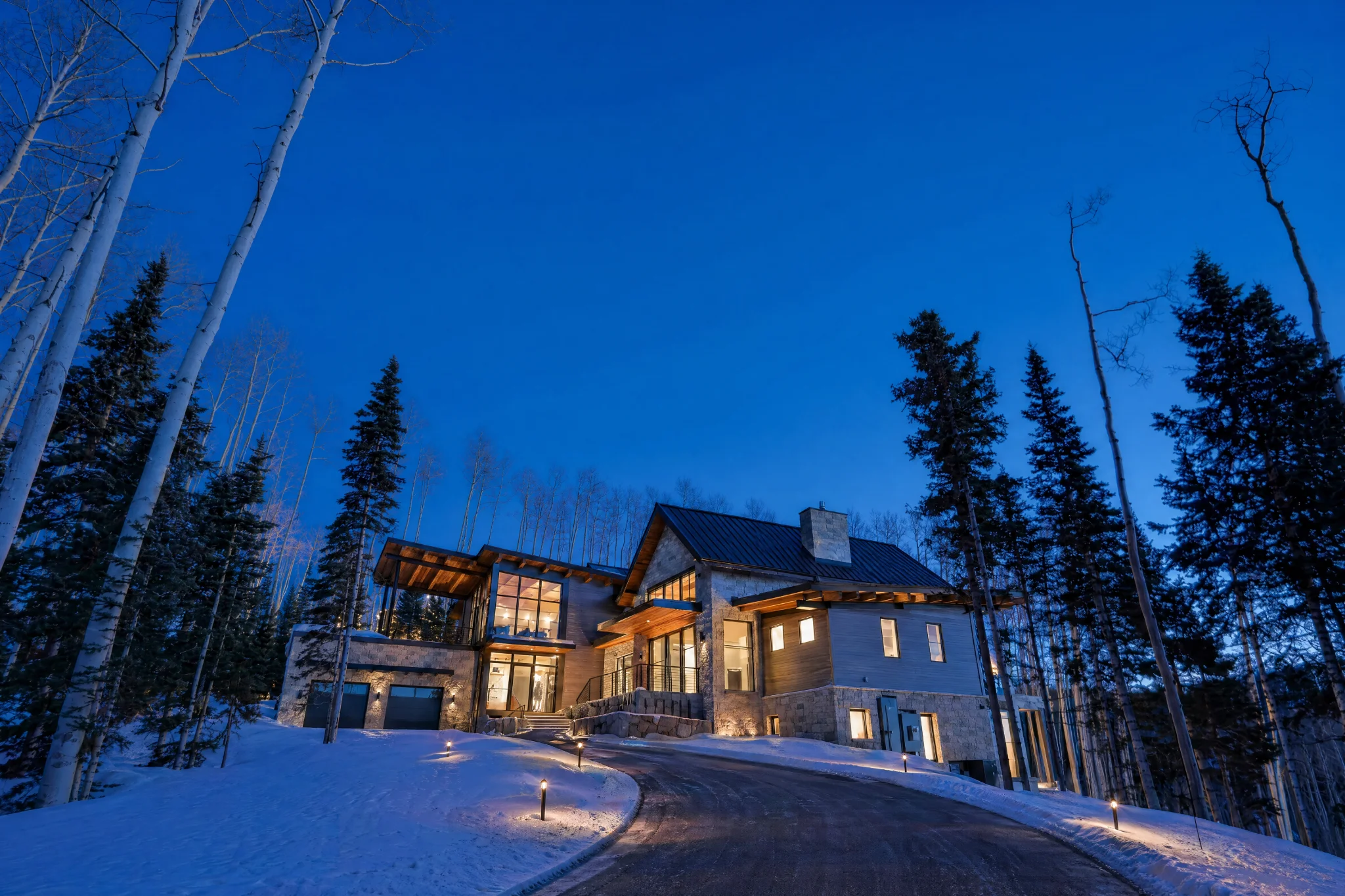 Touchdown Drive — Telluride mountain estate at dusk